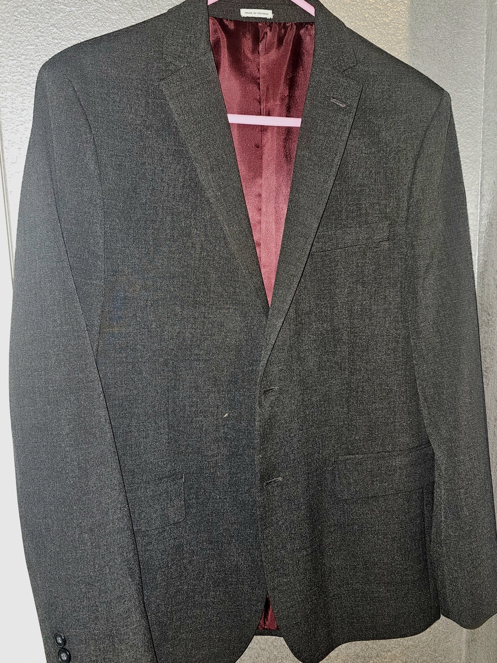 Boys Joseph Abboud Blazer Charcoal Gray Blazer with Burgundy Lining